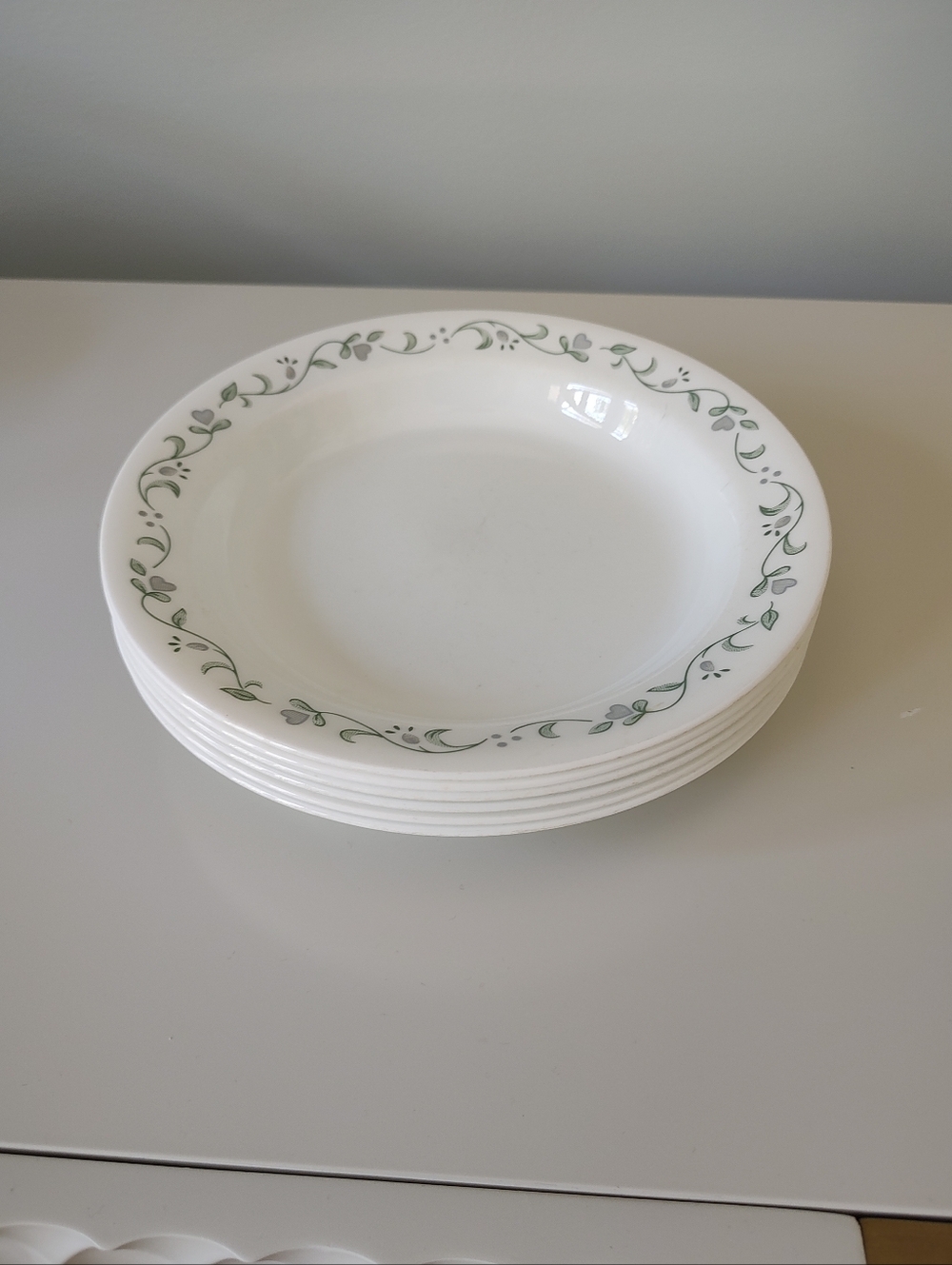 Corelle Country Cottage Blue Green Heart Vine Corelle Dinner Bowls 8.5" Set of 6